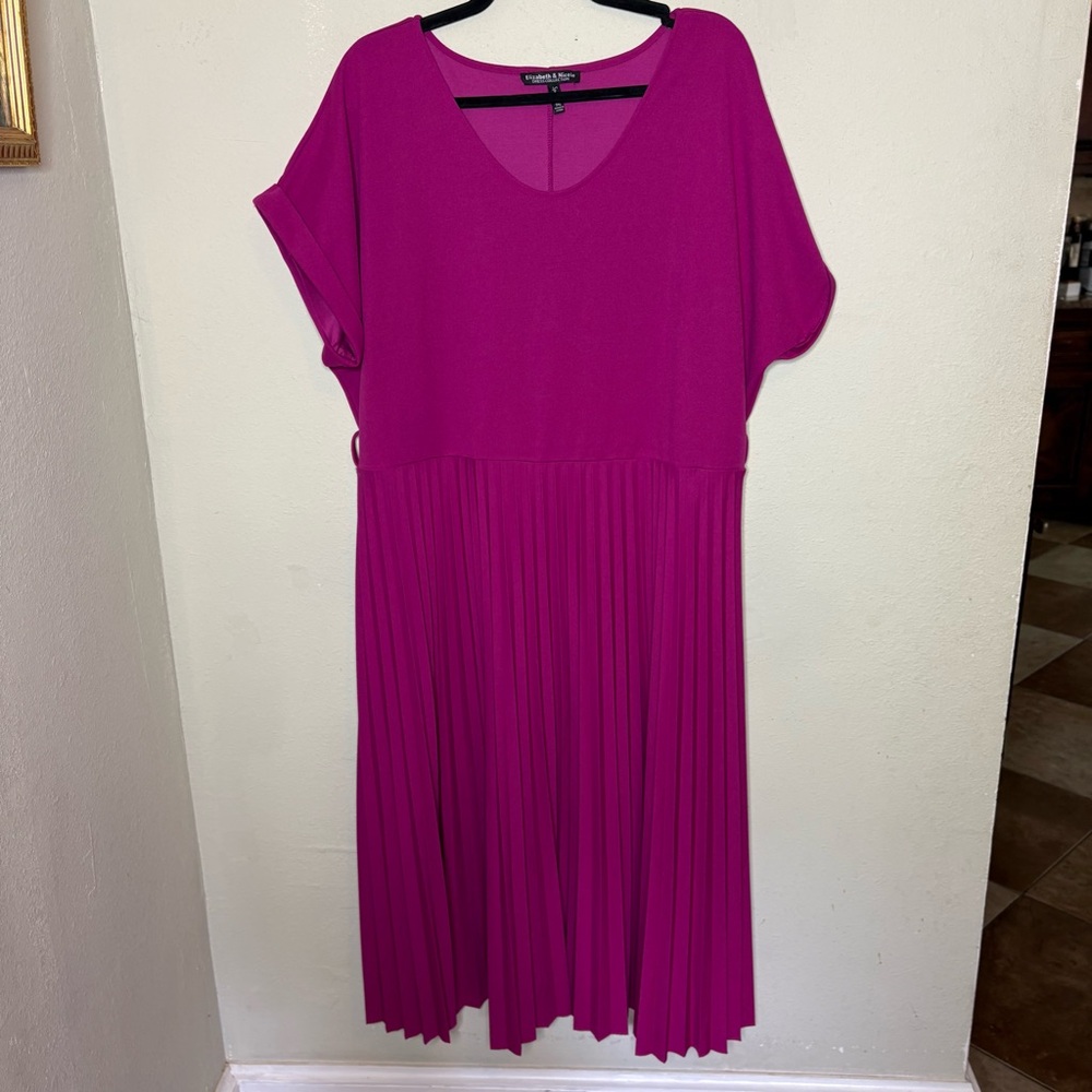 Magenta Pleated Midi Dress Size 3X - Picture 2 of 9